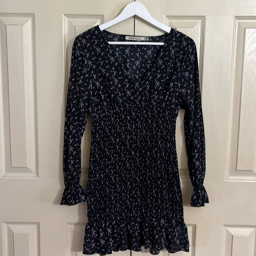 Liberty Love, Long Puffed sleeves, V-Neckline, Mini Dress,(240)